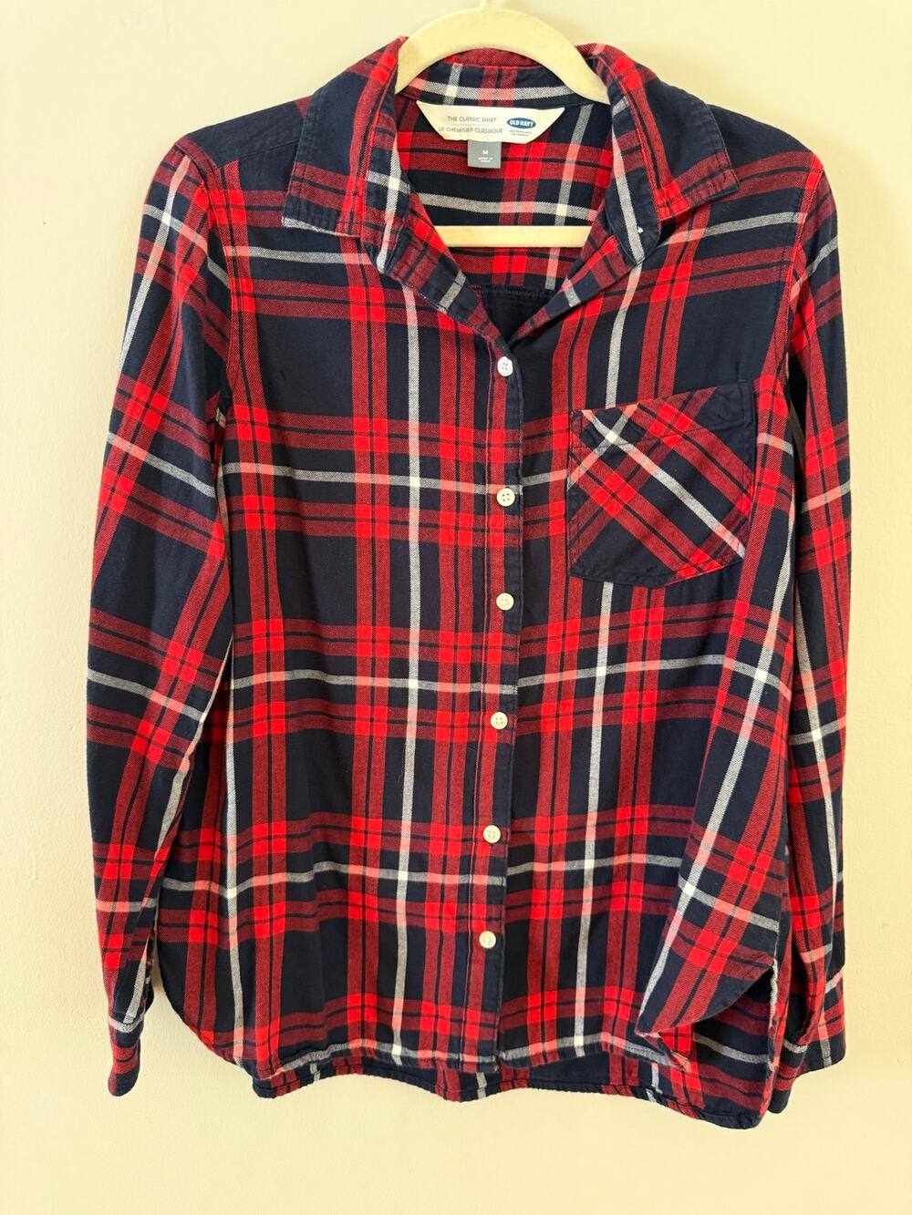 Old Navy Classic Red Plaid Flannel Button‎ Front Shirt 100% Cotton Women’s M